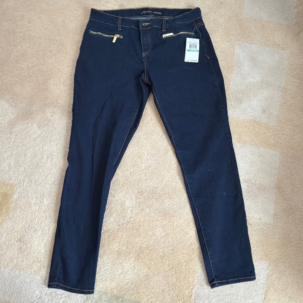 Michael Kors Jeans Dark Blue $130 retail Straight Leg size 8 NEW WITH TAGS